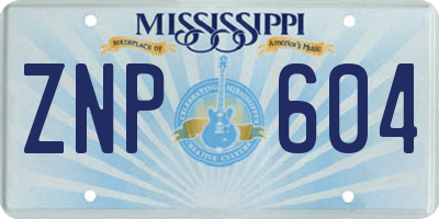 MS license plate ZNP604