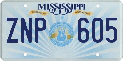 MS license plate ZNP605