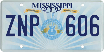 MS license plate ZNP606