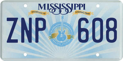 MS license plate ZNP608