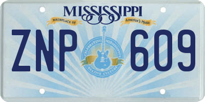 MS license plate ZNP609