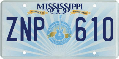 MS license plate ZNP610