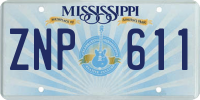 MS license plate ZNP611