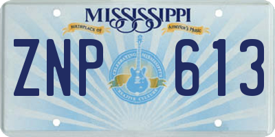 MS license plate ZNP613
