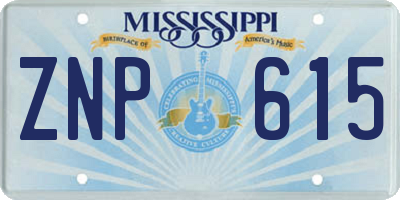 MS license plate ZNP615