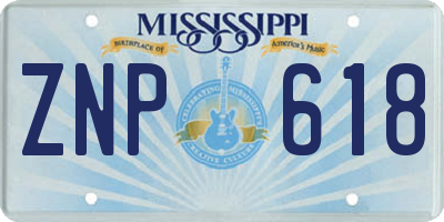 MS license plate ZNP618