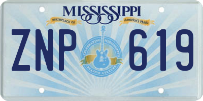 MS license plate ZNP619