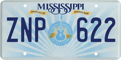 MS license plate ZNP622