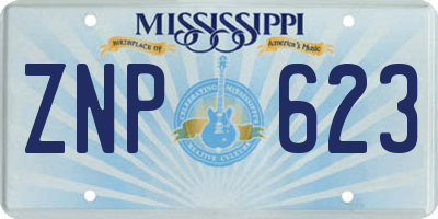 MS license plate ZNP623