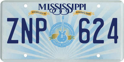 MS license plate ZNP624