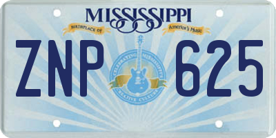 MS license plate ZNP625