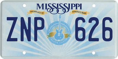 MS license plate ZNP626