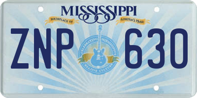 MS license plate ZNP630