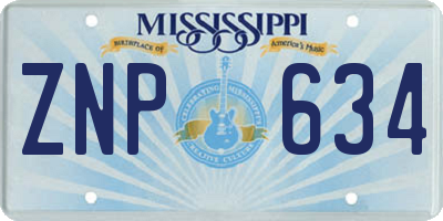 MS license plate ZNP634