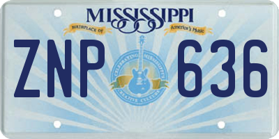 MS license plate ZNP636