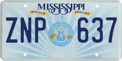 MS license plate ZNP637