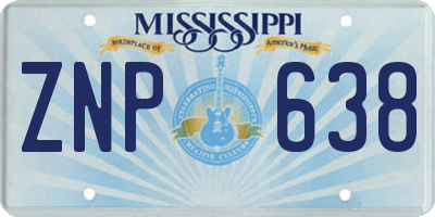 MS license plate ZNP638