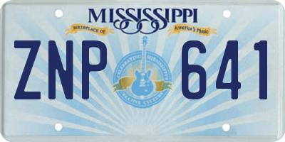 MS license plate ZNP641