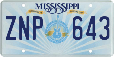 MS license plate ZNP643