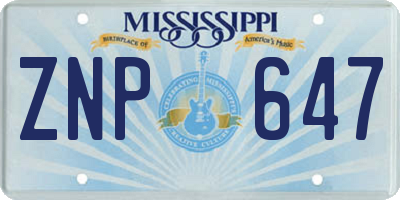 MS license plate ZNP647