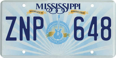 MS license plate ZNP648