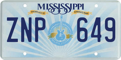 MS license plate ZNP649