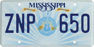 MS license plate ZNP650
