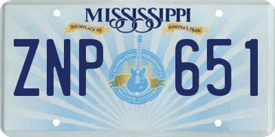 MS license plate ZNP651