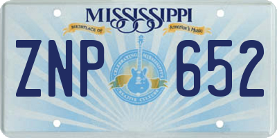 MS license plate ZNP652