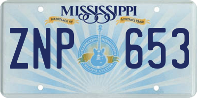MS license plate ZNP653
