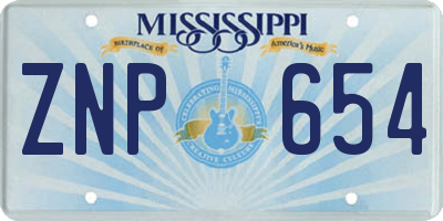 MS license plate ZNP654