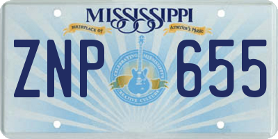 MS license plate ZNP655