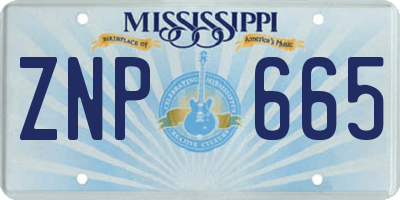 MS license plate ZNP665