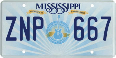 MS license plate ZNP667