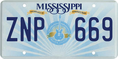 MS license plate ZNP669