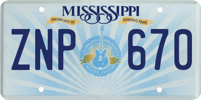 MS license plate ZNP670