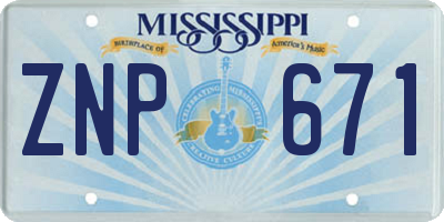 MS license plate ZNP671