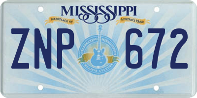 MS license plate ZNP672