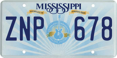 MS license plate ZNP678