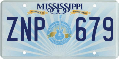 MS license plate ZNP679