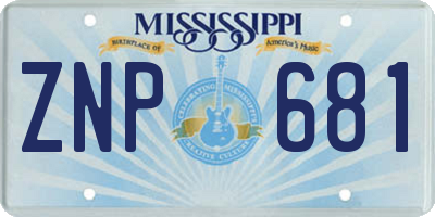 MS license plate ZNP681