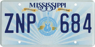 MS license plate ZNP684