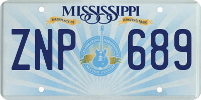 MS license plate ZNP689