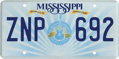 MS license plate ZNP692