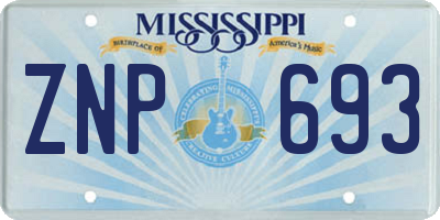MS license plate ZNP693