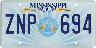 MS license plate ZNP694