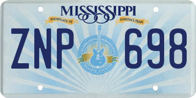 MS license plate ZNP698