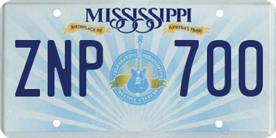 MS license plate ZNP700
