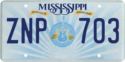 MS license plate ZNP703