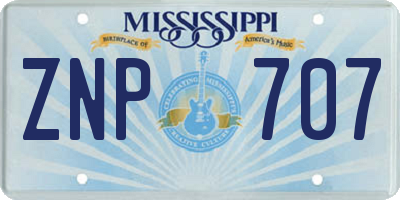 MS license plate ZNP707
